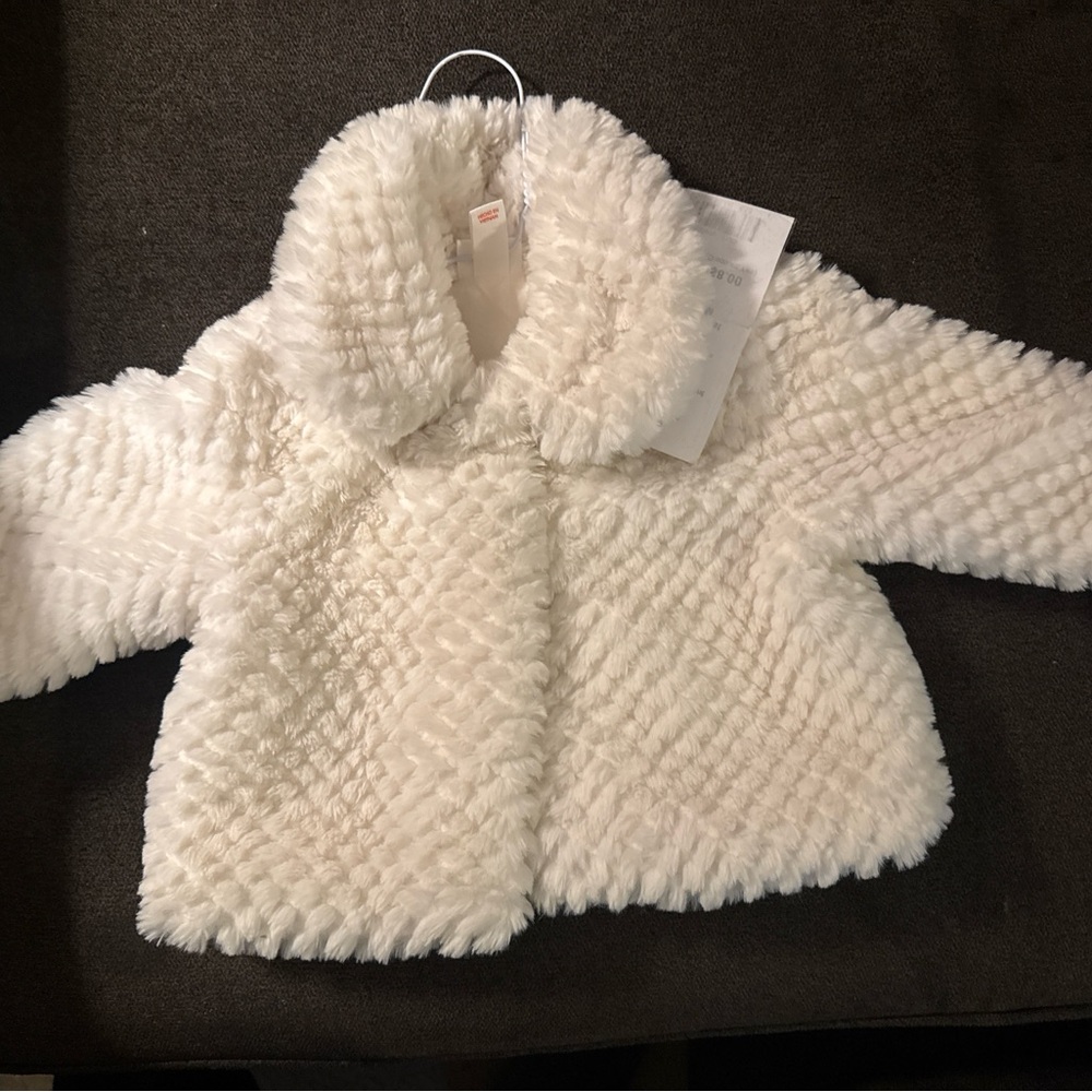 Baby Girl Elegant White Faux Fur Coat | 6–9 Months | Cat & Jack